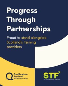 Banner image promoting Qualifications Scotland STF Progress Through Partnerships Campaign