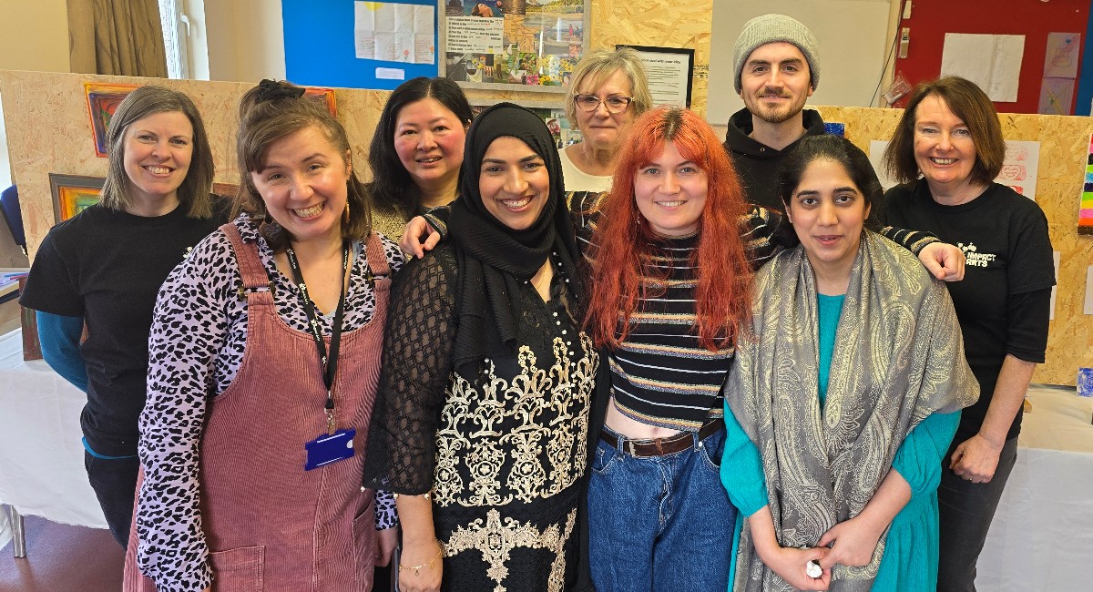 Image of participants and staff at Impact Arts Impactful Parents showcase in Barrhead