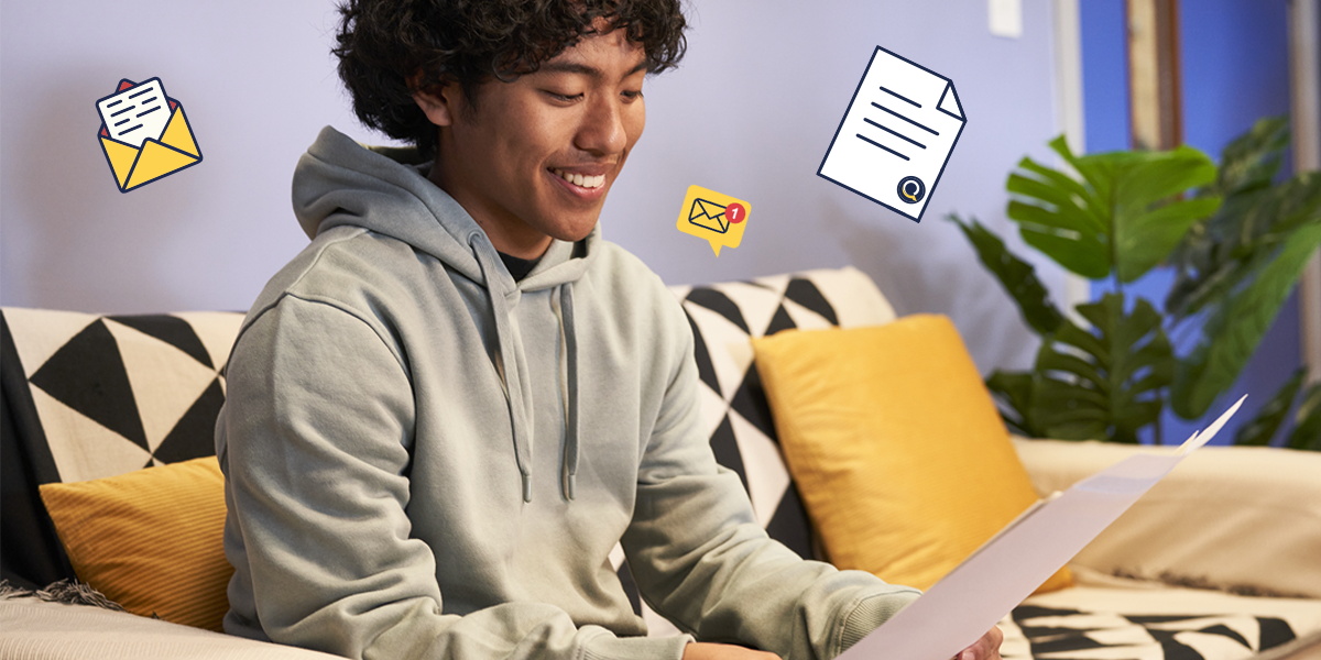 Learner looking at his results certificate